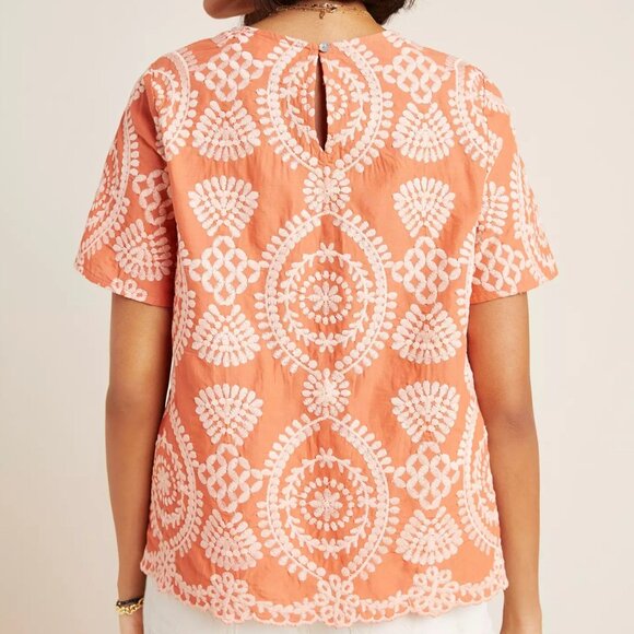 Anthropologie Eri + Ali Coral Embroidered Top XS - Picture 11 of 12